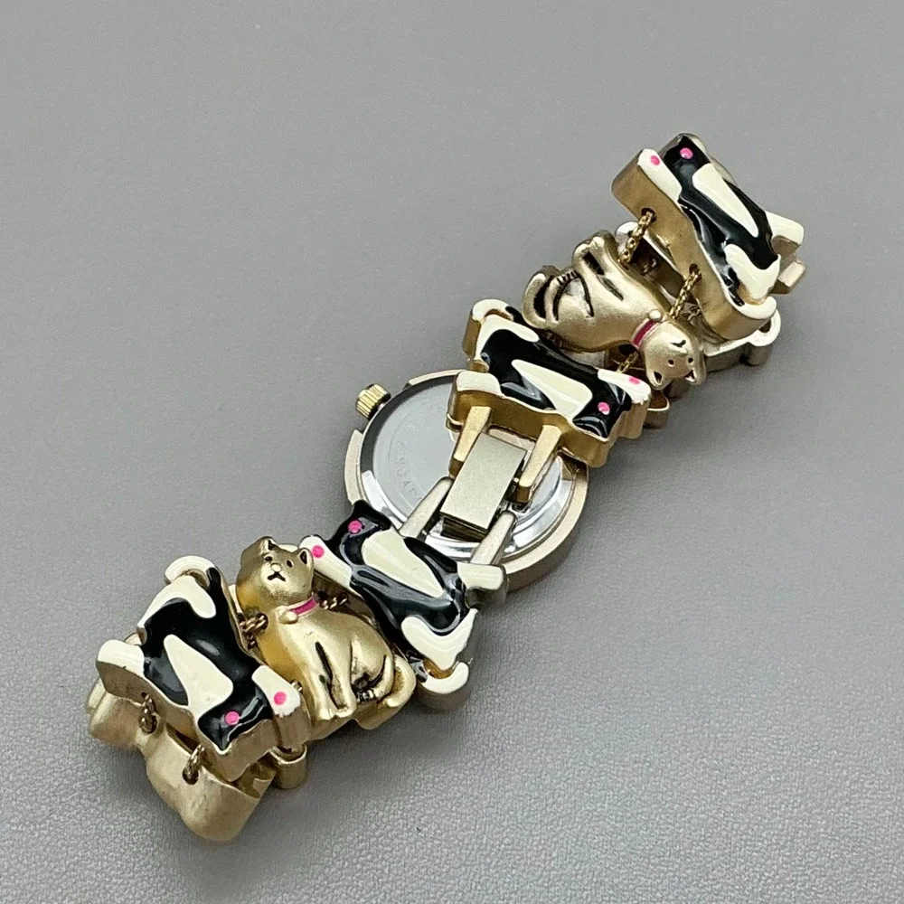 Peek & Peek Watch Women's Cat Kitty Gold Tone Enamel Novelty 30mm NEW BATTERY
